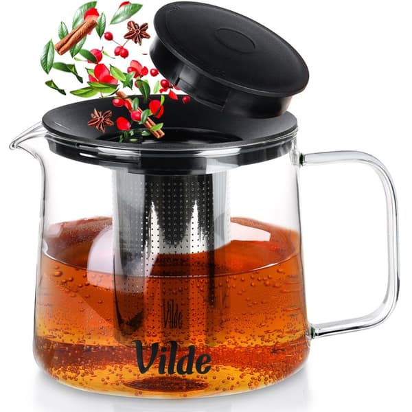 Varmebestandig glas tekande med infuser 1,5 l