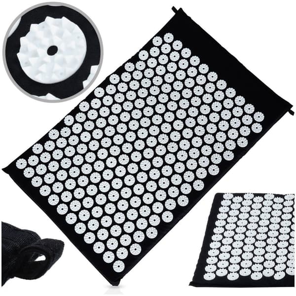 Akupressur massagemåtte med pigge sort 62x40 cm