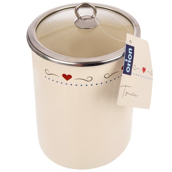 Emaljert matbeholder med glasslokk TONCA 1,9 l