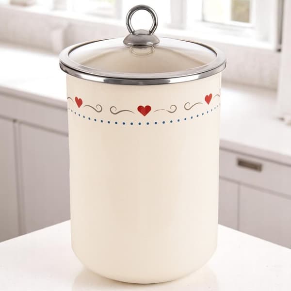 Emaljert matbeholder med glasslokk TONCA 1,9 l