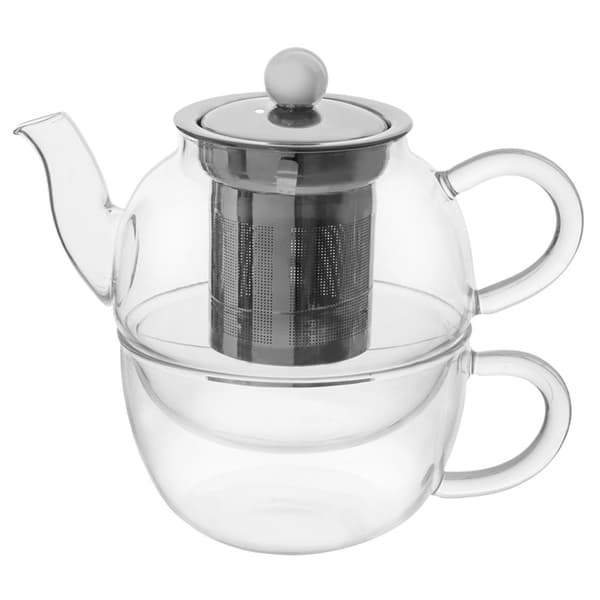 Glas tekande med tekop med infuser 300+350 ml 2 stk.