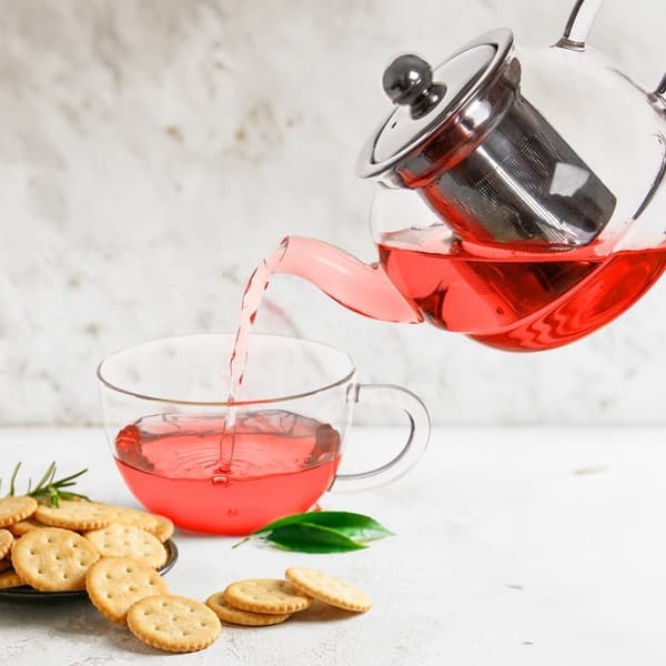 Glas tekande med tekop med infuser 300+350 ml 2 stk.