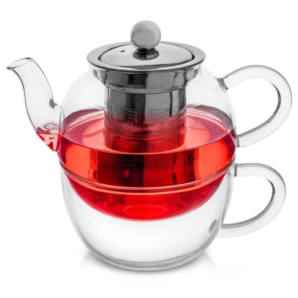 Glas tekande med tekop med infuser 300+350 ml 2 stk.