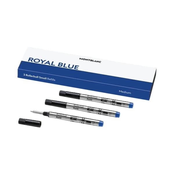 MONTBLANC Mod. ROYAL BLUE - REFILLS ROLLER BALL PEN - SMALL - 3 PCS
