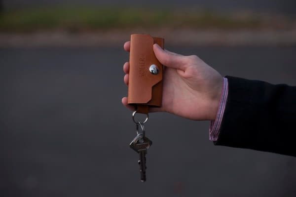 Nøkkeletui i skinn SOLIER SA11 burgunder