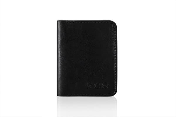 Tynd læder pung til mænd SOLIER SW11 SLIM BLACK
