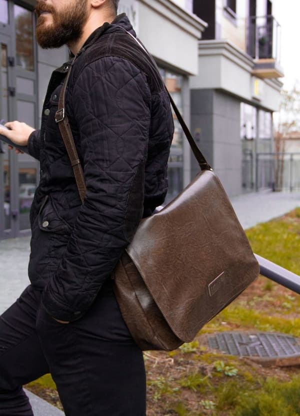 Svart Solier S11 City axelväska för män