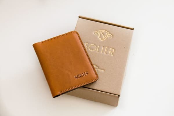 Tunn läder plånbok för män SOLIER SW11 SLIM BROWN