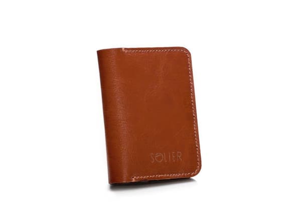 Tunn läder plånbok för män SOLIER SW11 SLIM BROWN