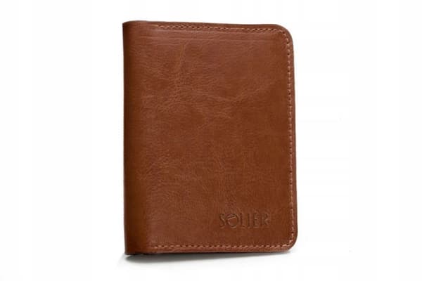 Miesten ohut nahkalompakko SOLIER SW10 SLIM BROWN