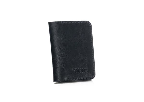 Tunn läderplånbok för män med myntväska SOLIER SW16 SLIM BLACK