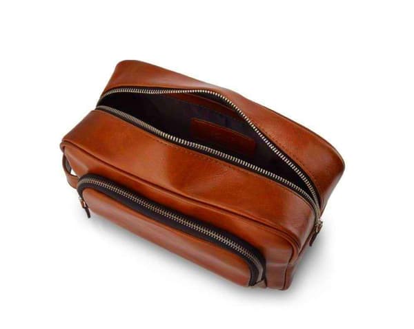 Elegant kosmetikkveske i skinn SK04 Solier brun vintage