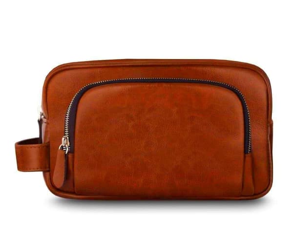 Elegant kosmetikkveske i skinn SK04 Solier brun vintage