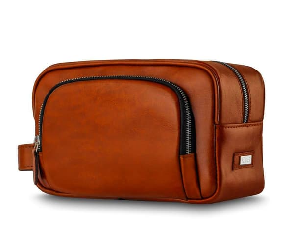Elegant kosmetikkveske i skinn SK04 Solier brun vintage