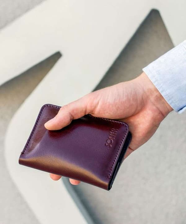 Tynd læder pung til mænd SOLIER SW10 SLIM bordeaux