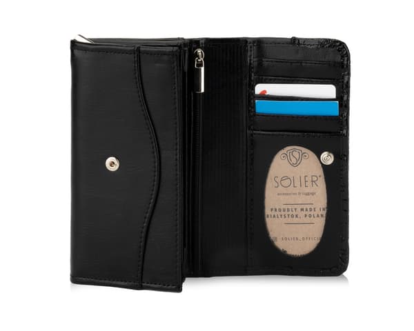 Solier P17 Black Snake Leather Dame-lommebok