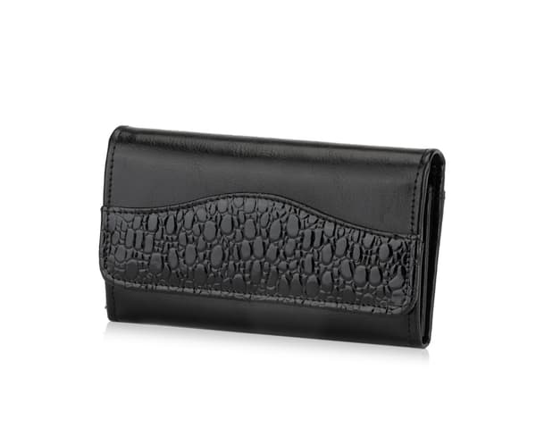 Solier P17 Black Snake Leather Dame-lommebok