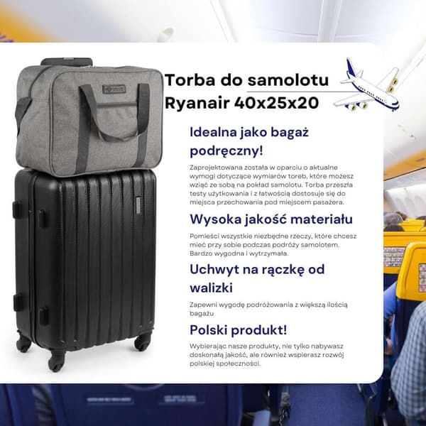 Håndbagasje til flyet 40x25x20 Solier STB01 grå