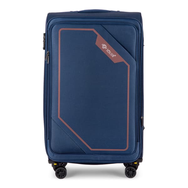 Stor blød kuffert L 26'' SOLIER SOFTFLEX 2240 marineblå-brun