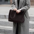 Miniatyrbilde 10 av 11: Skinn semsket mørk brun shopper bag med justerbar stropp Solier FL38 Sienna