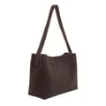 Miniatyrbilde 2 av 11: Suede Shopper Bag i skinn med spenne skulder Solier FL39 Maya Chocolate