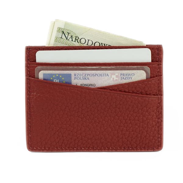 Læder visitkortholder minimalistisk pung Solier SW43 RED