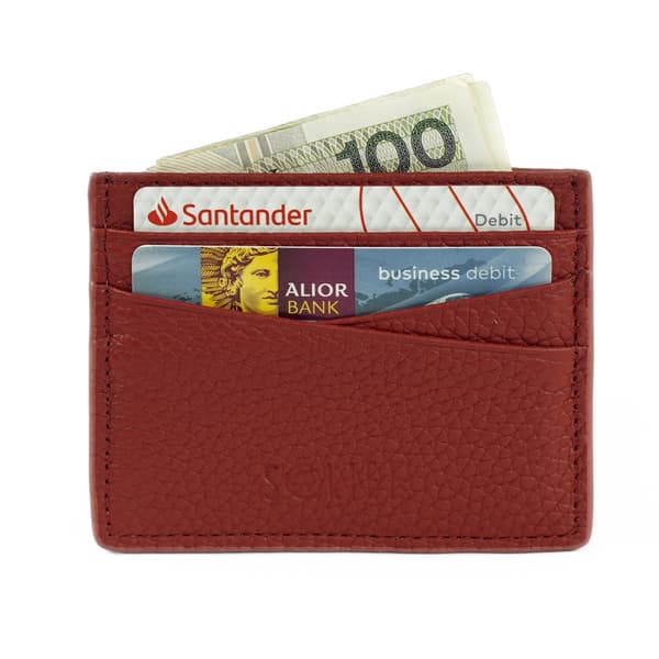 Læder visitkortholder minimalistisk pung Solier SW43 RED