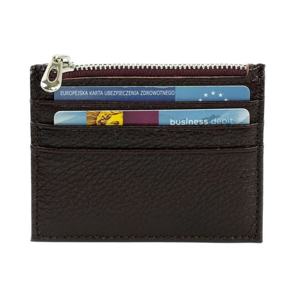 Læder Slim Card Holder Lynlås Case Solier SW42 RØD