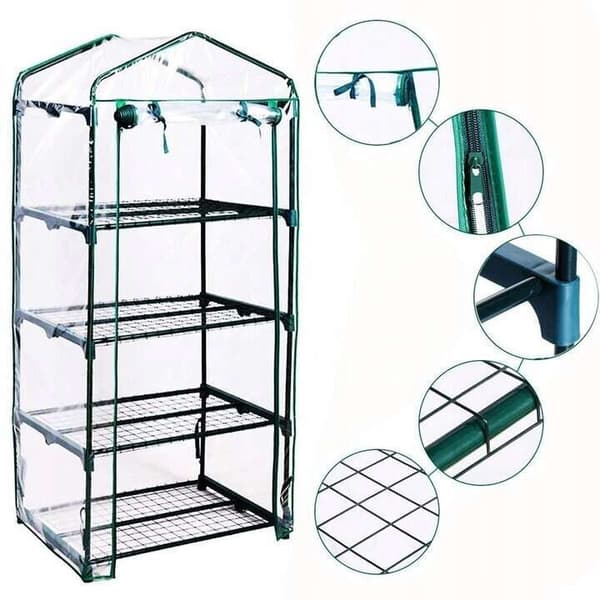 Minifoliedrivhus for balkong, 4 plan - hvit
