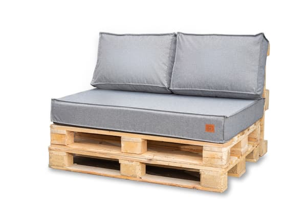Set: Trädgårdskuddar möbler från europallar 120x80x15 gråmelerad