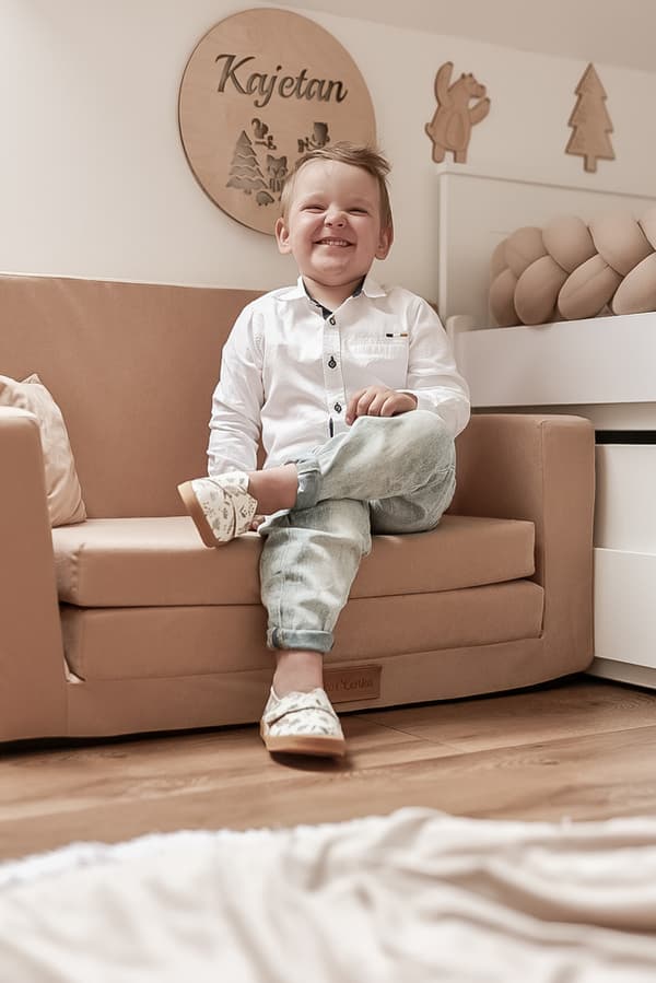 Sammenleggbar personlig barneskumsofa beige