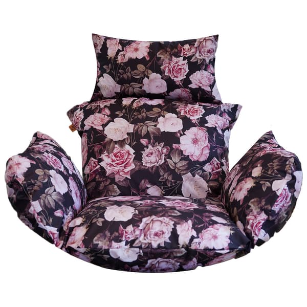 Cocoon Hanging Swing Cushion - Svart med rosor