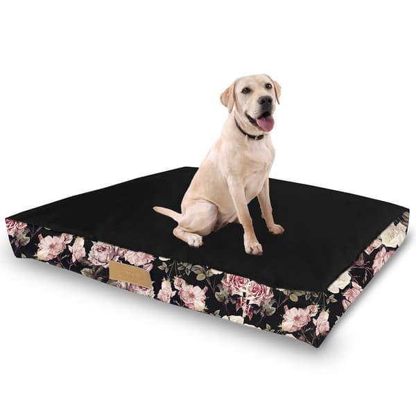 Personlig hundemadras Dogeste XXL sort + roser