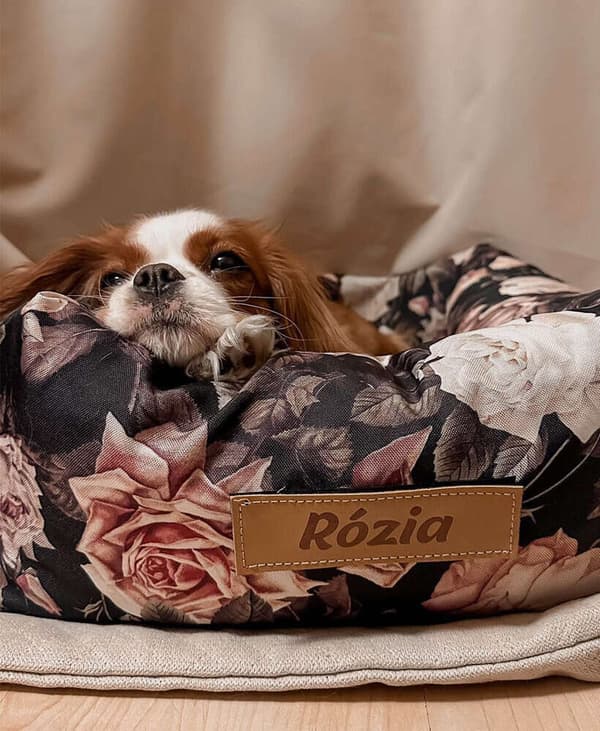 Hunde- eller kattebærer med roser og personalisering