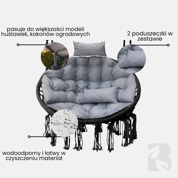 Cocoon kudde hängstol PREMIUM - ljusgrå