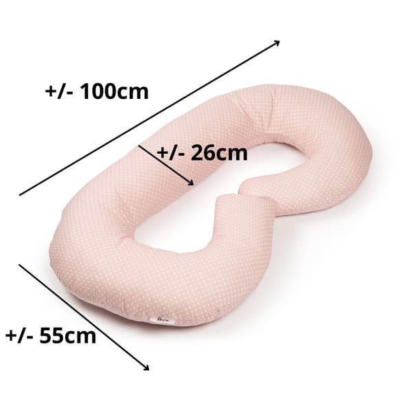 C-formet graviditetspute - pudderrosa med prikker