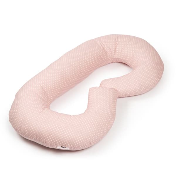 C-formet graviditetspute - pudderrosa med prikker