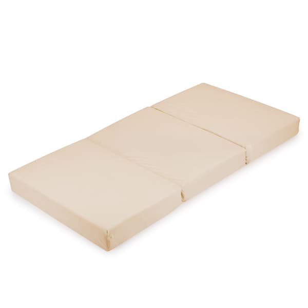 Sammenleggbar barnemadrass med trekk 120x60 til reiseseng - beige