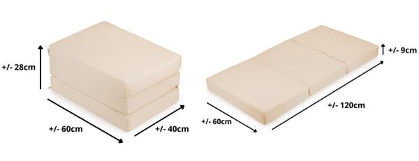 Sammenleggbar barnemadrass med trekk 120x60 til reiseseng - beige