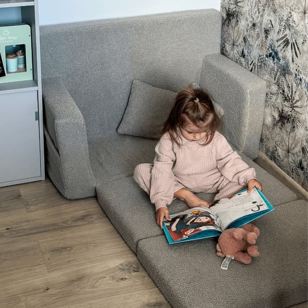 Sammenleggbar personlig barneskumsofa - grå lam
