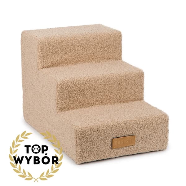 Hunde/katttrapp 3 trinn - mørk beige lam