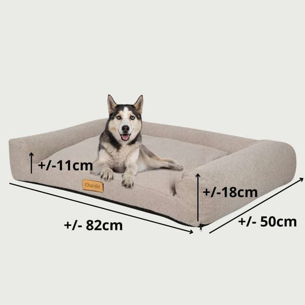 Hundeseng med personalisering L - grått lam