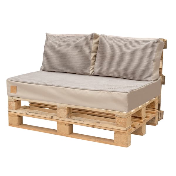 Set: Sitt- och trädgårdsdynor för möbler gjorda av europallar 120x80x15 ljusbeige + manchester