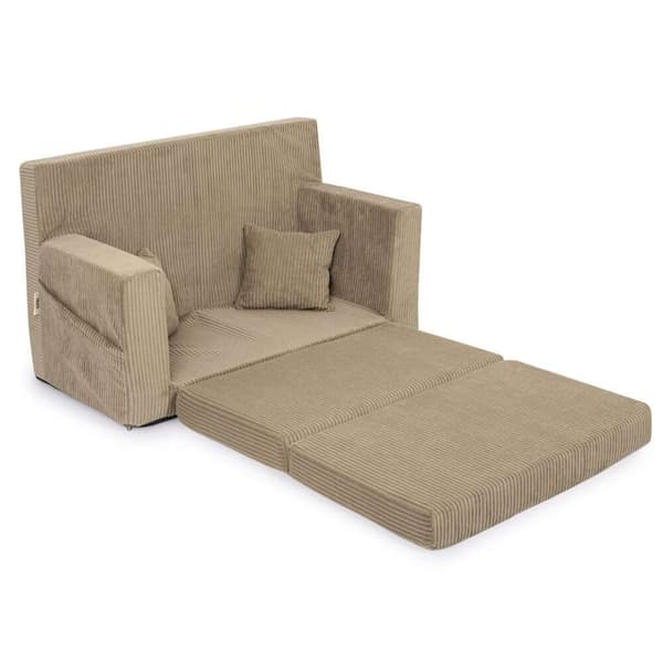 Sammenleggbar personlig barneskumsofa - beige kordfløyel
