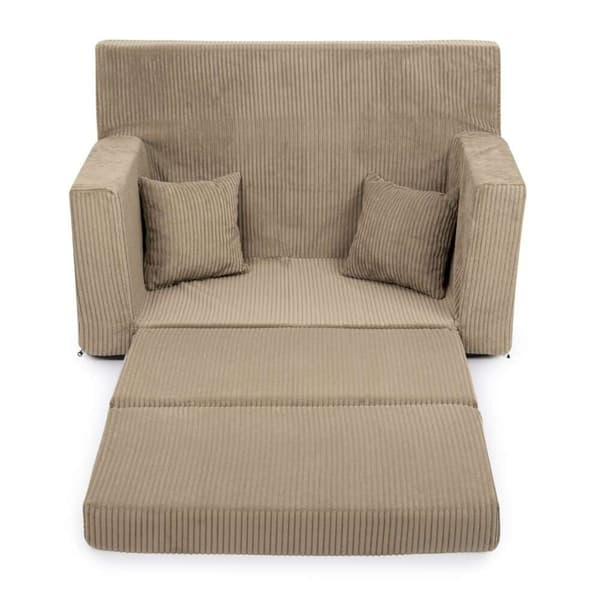 Sammenleggbar personlig barneskumsofa - beige kordfløyel