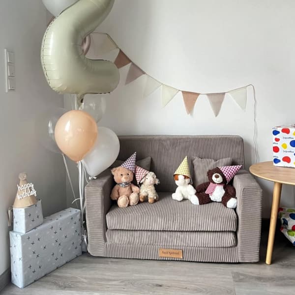 Sammenleggbar personlig barneskumsofa - beige kordfløyel