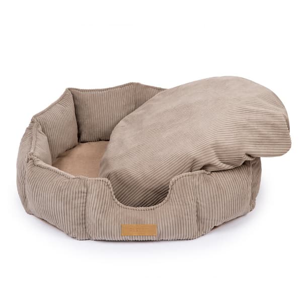 Koiran sänky beige + vakosametti 100x85 cm pyöreä yksilöllinen