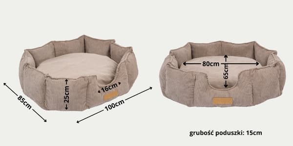 Koiran sänky beige + vakosametti 100x85 cm pyöreä yksilöllinen