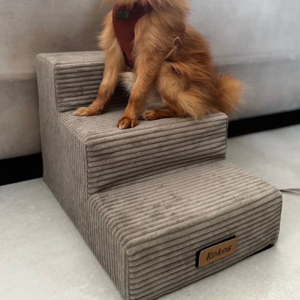 Hund/katttrappa 3 trappsteg - manchestergrå
