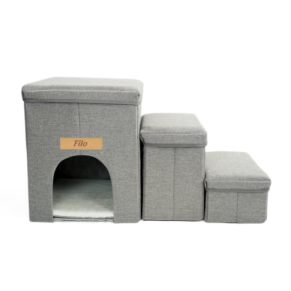Koiran tai kissan portaat kennel-taitettavalla setillä GREY